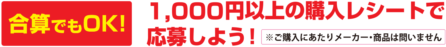 1,000円以上の購入レシートで応募しよう!